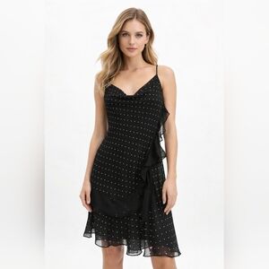 Zara Black Asymmetrical Dress with White Dots